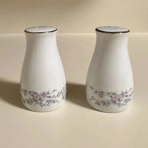 Fine Japan Silver rim floral Salt & Pepper Set